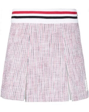 Thom Browne Tweed Seersucker Pleated Skirt - Pink
