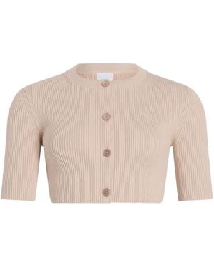 Patou Ribbed Button-Fastening Cropped Cardigan - Natural
