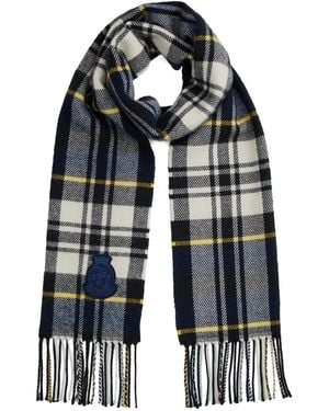 Tommy Hilfiger Th Crest Check Scarf With Cashmere - Blue