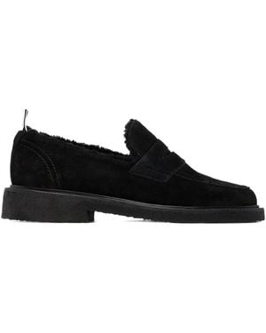 Thom Browne Suede Penny Loafers - Black