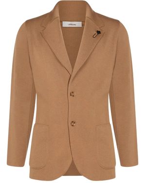 Lardini Notched-Lapel Wool Jacket - Brown