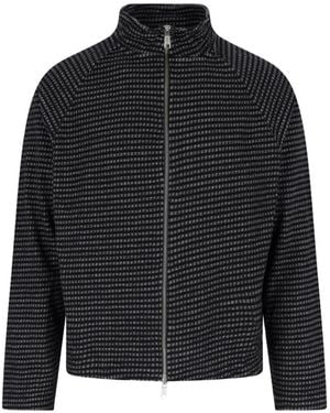 mfpen Zip-Up Checked Cardigan - Black