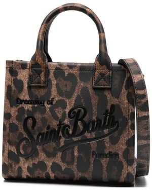 MC2 Saint Barth Leopard Print Top Handle Tote Bag - Black
