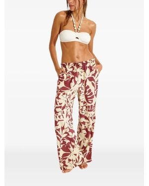 Banana Moon Okeah Sarong Leaf-Print Drawstring Pants - Red
