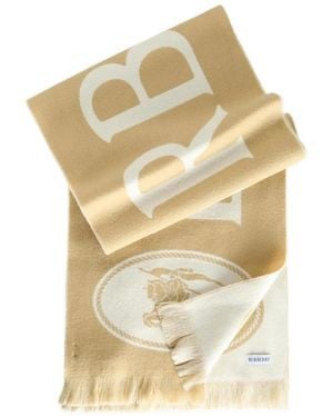Burberry Écharpe Frangée À Logo Intarsia - White