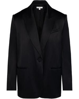The Sei Satin Single-Breasted Blazer - Black