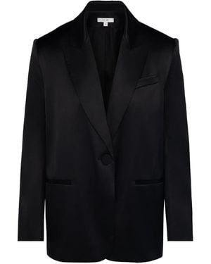The Sei Satin Single-Breasted Blazer - Black