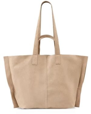 AllSaints Lutece Suede-Finish Panelled Tote Bag - Natural