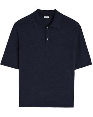 Jil Sander Short-Sleeve Wool Polo Shirt - Blue
