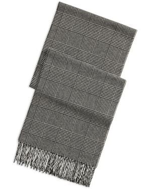 Polo Ralph Lauren Prince-Of-Wales-Check Fringed Scarf - Gray