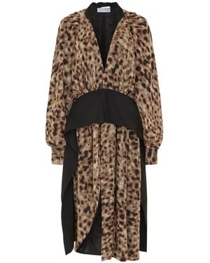16Arlington Tilde Leopard-Print Midi Dress - Brown