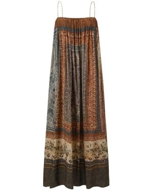 Into The East Pleated Midi Dress - Natural