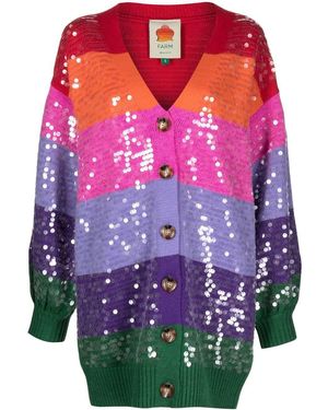 FARM Rio Sequin-embellished Rainbow Cardigan - Pink