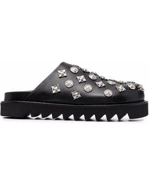 Toga Stud Embellished Leather Mules - Black