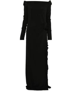 Blumarine Off-Shoulder Floral Dress - Black