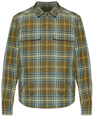 Moncler Check-Pattern Logo-Patch Shirt - Green