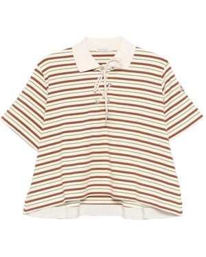 Moncler Cotton Stripe Polo Shirt - White