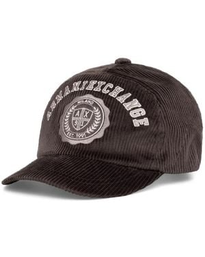 ARMANI EXCHANGE Cappello Da Baseball A Coste Con Logo Ricamato - Marrone