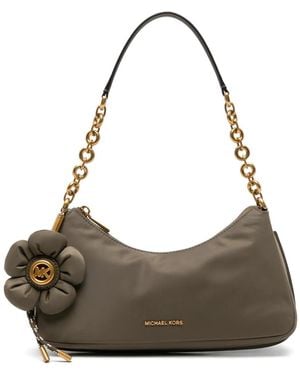 Michael Kors Medium Nolita Flower-Appliqué Shoulder Bag - Grey