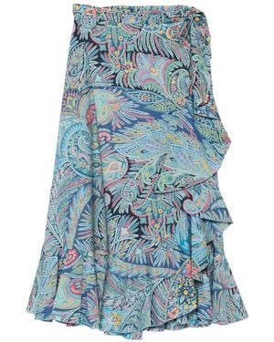 Etro Falda Con Volantes Y Motivo De Cachemira - Azul