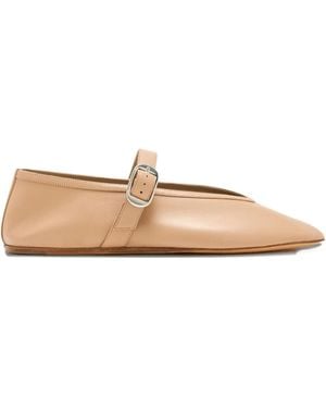 Le Monde Beryl Stella Buckle-Strap Leather Ballet Flats - Natural