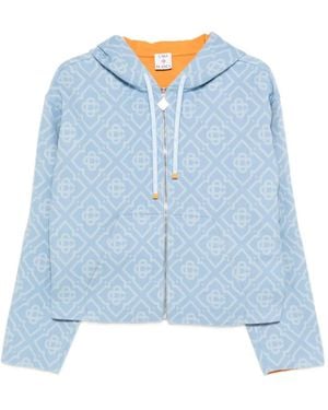 CASABLANCA Monogram Hooded Jacket - Blue