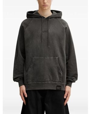 Neighborhood Logo-Embroidered Raglan-Sleeve Hoodie - Grey