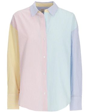 MC2 Saint Barth Cristal Striped Embroidered-Logo Shirt - White