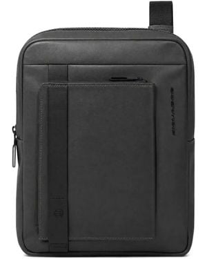 Piquadro Sac À Main En Cuir À Logo Embossé - Noir