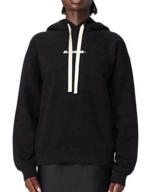 Jil Sander Logo-Print Hoodie - Black
