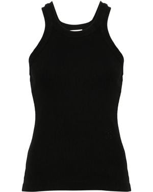 Closed Logo-Embroide Ribbed Tank Top - Black