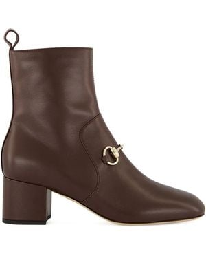 Gucci Botines Horsebit de piel con tacón de 55 mm - Marrón