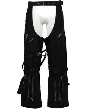 JUN/NAKAYAMA Bondage-Style Denim Chaps - Black