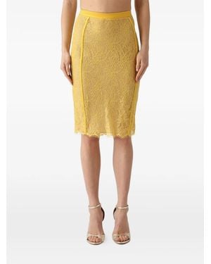Elisabetta Franchi Lace Detail Midi Skirt - Yellow