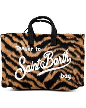 MC2 Saint Barth Tiger-Print Logo-Embroidered Phone Bag - Black
