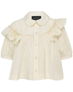 Simone Rocha Puff Sleeve Ruffled Blouse - Natural