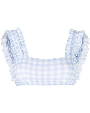 Ephemera Gingham-Print Bikini Top - Blue