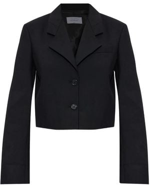 Off-White c/o Virgil Abloh Logo-Print Cropped Blazer - Blue