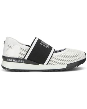 Moschino Mesh Heart-Patch Ballet Flats - White