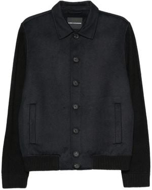 Daniele Alessandrini Paneled Knit-Sleeve Jacket - Black