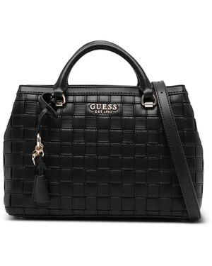 Guess Sandy Tassel Grid Tote Bag - Black