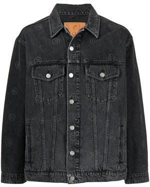 Martine Rose Logo-Print Denim Jacket - Black