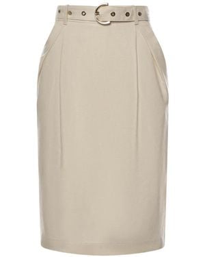 Pinko Belted Midi Skirt - Natural