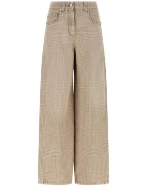 Brunello Cucinelli Monile-Detail Wide Barrel Jeans - Natural