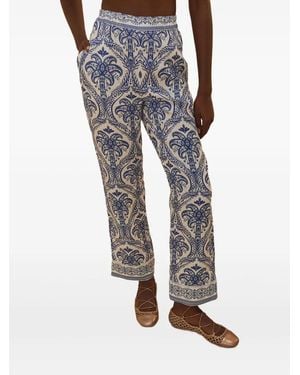 FARM Rio Tropical Cameo-Print Trousers - Natural