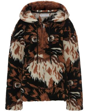 JW Anderson Faux-Fur Hooded Jacket - Black