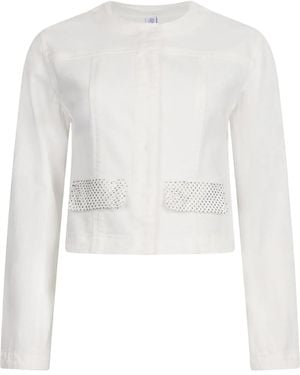 Liu Jo Rhinestone-Detailing Denim Jacket - White