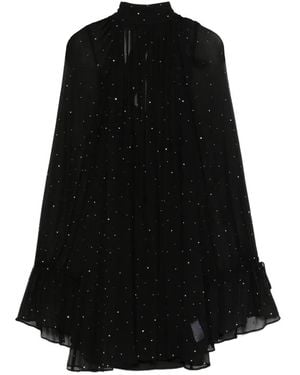 STAUD Roux Pleated Ruffled Mini Dress - Black