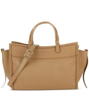 VISONA Vanity Grained-Leather Tote Bag - Brown