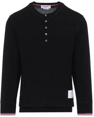 Thom Browne Button-Placket Long-Sleeve T-Shirt - Black